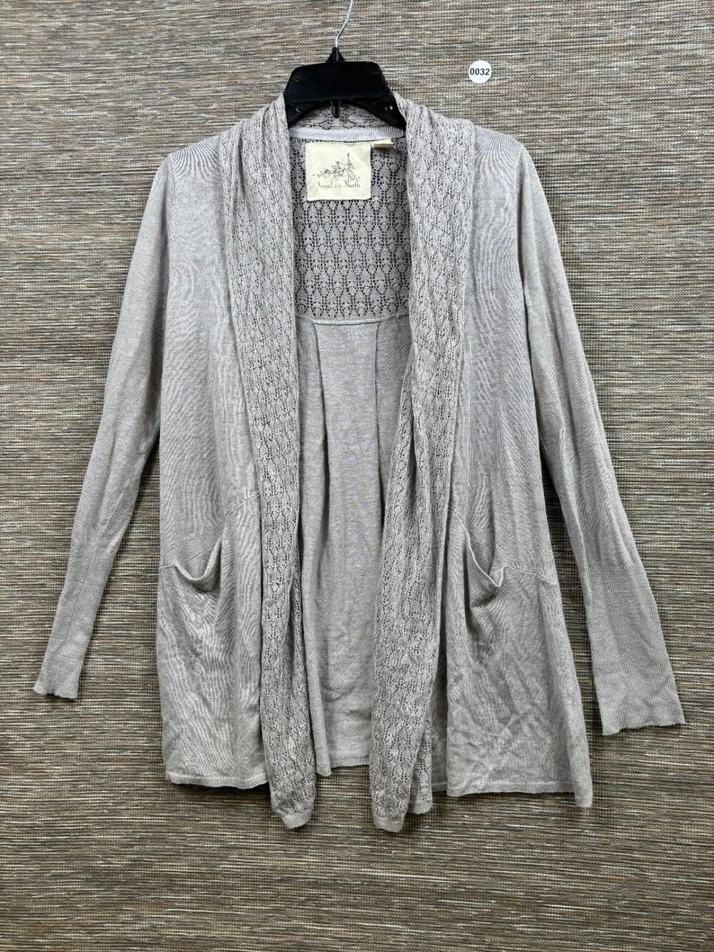 Anthropologie Angel of the North Open Front Cardigan Sweater Size M Grey Linen